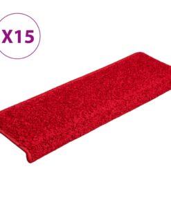 vidaXL Trapmatten 15 st 65x21x4 cm Rood Rechthoekige Rand