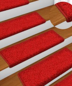 vidaXL Trapmatten 15 st 65x21x4 cm Rood Rechthoekige Rand