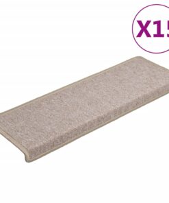 vidaXL Trapmatten 15 st 65x21x4 cm Taupe Rechthoekige Rand
