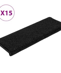 vidaXL Trapmatten 15 st 65x21x4 cm Zwart Rechthoekige Rand
