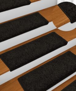 vidaXL Trapmatten 15 st 65x21x4 cm Zwart Rechthoekige Rand