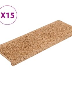 vidaXL Trapmatten 15 st 65x21x4 cm beige rechthoekige rand