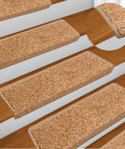 vidaXL Trapmatten 15 st 65x21x4 cm beige rechthoekige rand