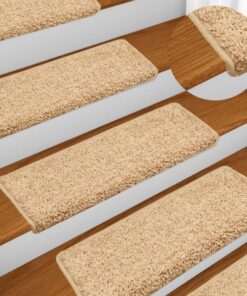 vidaXL Trapmatten 15 st 65x21x4 cm crème met rechthoekige rand
