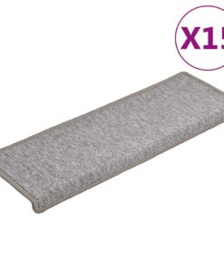 vidaXL Trapmatten 15 st 65x21x4 cm lichtgrijs met rechthoekige rand