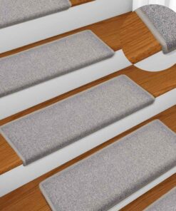 vidaXL Trapmatten 15 st 65x21x4 cm lichtgrijs met rechthoekige rand