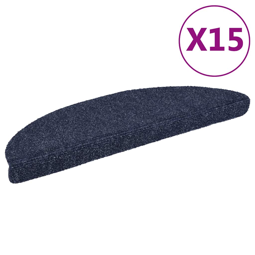vidaXL Trapmatten Zelfklevend 15 stuks 56x17x3 cm Blauw Halfrond