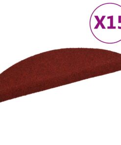 vidaXL Trapmatten Zelfklevend 15 stuks 56x17x3 cm Bordeaux Rood Halfrond