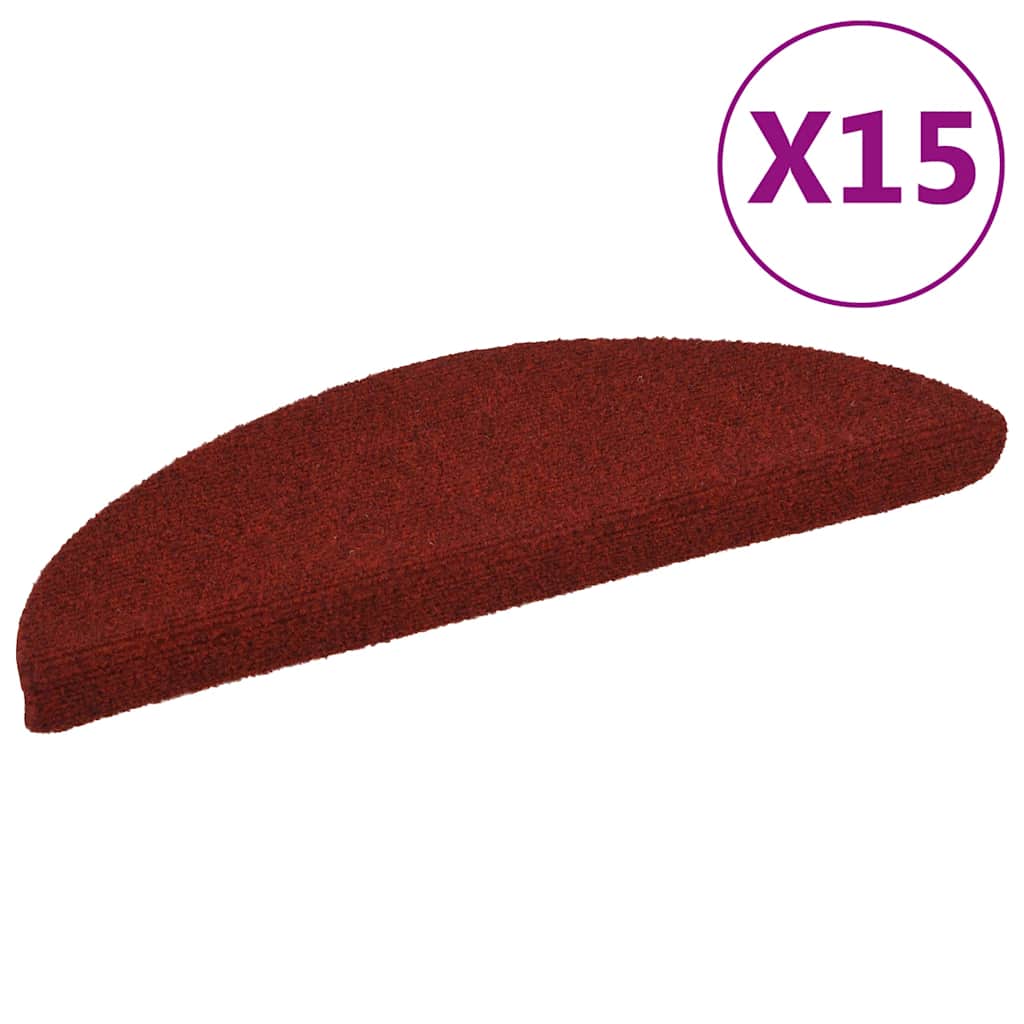 vidaXL Trapmatten Zelfklevend 15 stuks 56x17x3 cm Bordeaux Rood Halfrond