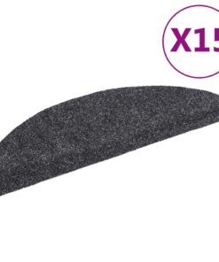 vidaXL Trapmatten Zelfklevend 15 stuks 56x17x3 cm Donkergrijs Halfrond