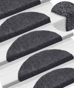 vidaXL Trapmatten Zelfklevend 15 stuks 56x17x3 cm Donkergrijs Halfrond