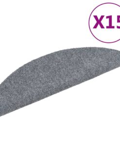 vidaXL Trapmatten Zelfklevend 15 stuks 56x17x3 cm Lichtgrijs Halfrond