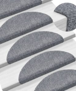 vidaXL Trapmatten Zelfklevend 15 stuks 56x17x3 cm Lichtgrijs Halfrond