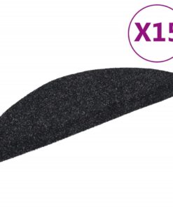 vidaXL Trapmatten Zelfklevend 15 stuks 56x17x3 cm Zwart Halfrond