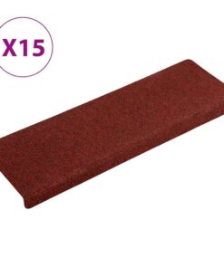 vidaXL Trapmatten Zelfklevend 15 stuks 65x21x4 cm Bordeaux Rood Rechthoekige Rand