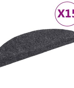 vidaXL Trapmatten Zelfklevend 15 stuks 65x21x4 cm Donkergrijs Halfrond Groot