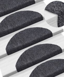 vidaXL Trapmatten Zelfklevend 15 stuks 65x21x4 cm Donkergrijs Halfrond Groot