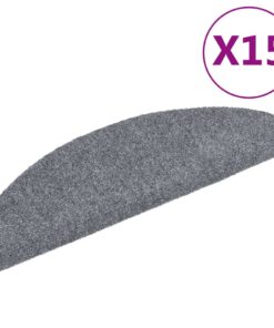 vidaXL Trapmatten Zelfklevend 15 stuks 65x21x4 cm Lichtgrijs Halfrond Groot