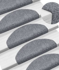 vidaXL Trapmatten Zelfklevend 15 stuks 65x21x4 cm Lichtgrijs Halfrond Groot