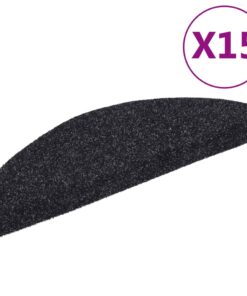 vidaXL Trapmatten Zelfklevend 15 stuks 65x21x4 cm Zwart Halfrond Groot