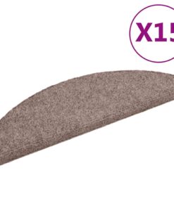 vidaXL Trapmatten Zelfklevend 15 stuks 65x21x4 cm lichtbruin Halfrond Groot