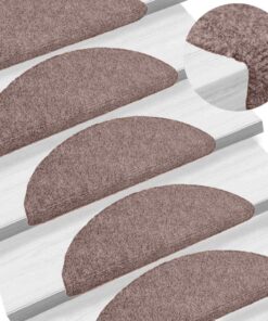 vidaXL Trapmatten Zelfklevend 15 stuks 65x21x4 cm lichtbruin Halfrond Groot