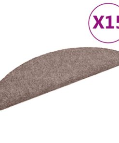 vidaXL Trapmatten zelfklevend 15 stuks 56x17x3 cm lichtbruin halfrond