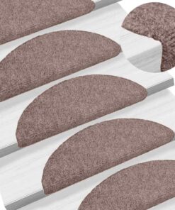 vidaXL Trapmatten zelfklevend 15 stuks 56x17x3 cm lichtbruin halfrond