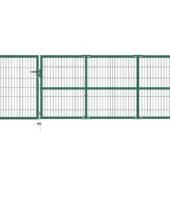 vidaXL Tuinhekpoort met palen 350x100 cm staal groen