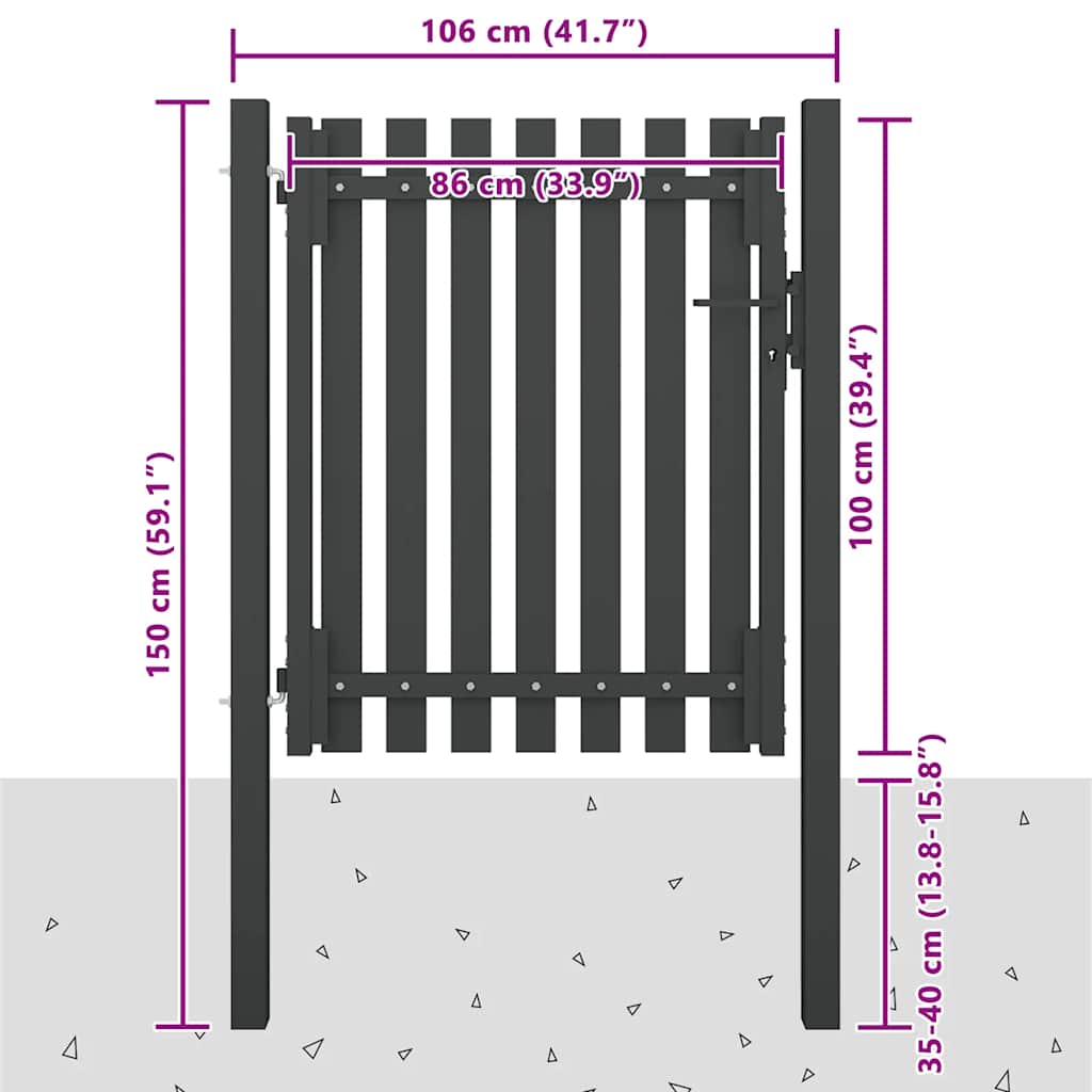 vidaXL Tuinhekpoort staal 100x100 cm antraciet - Image 4