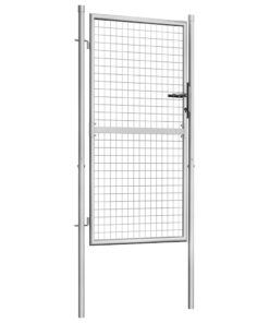 vidaXL Tuinpoort gegalvaniseerd staal 100x150 cm zilver