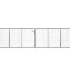 vidaXL Tuinpoort gegalvaniseerd staal 400x100 cm zilver
