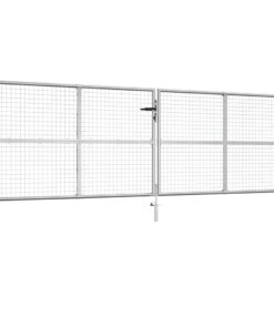 vidaXL Tuinpoort gegalvaniseerd staal 400x125 cm zilver
