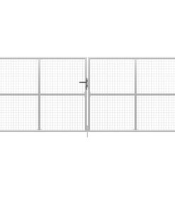 vidaXL Tuinpoort gegalvaniseerd staal 400x150 cm zilver