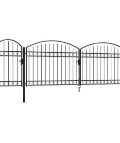 vidaXL Tuinpoort met gebogen bovenkant 2x5 m staal zwart