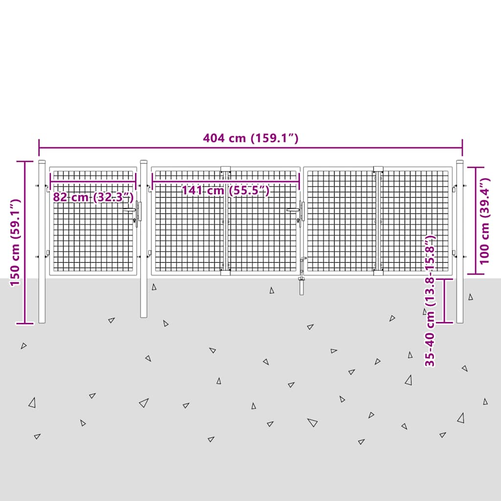 vidaXL Tuinpoort staal 400x100 cm groen - Image 5