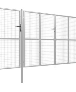 vidaXL Tuinpoort staal 400x150 cm zilver