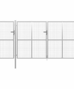 vidaXL Tuinpoort staal 400x150 cm zilver