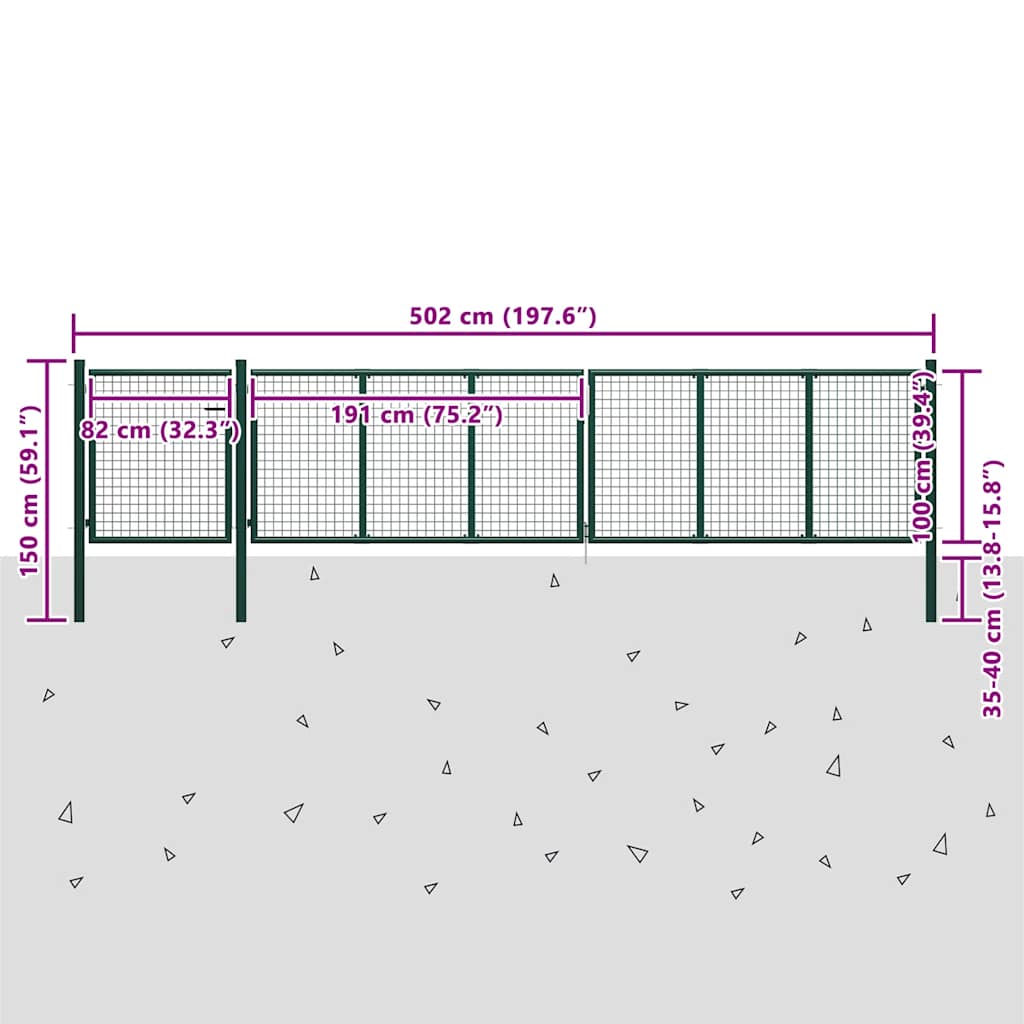 vidaXL Tuinpoort staal 500x100 cm groen - Image 5