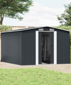 vidaXL Tuinschuur 257x298x178 cm metaal antracietkleurig