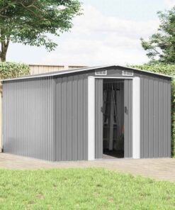 vidaXL Tuinschuur 257x298x178 cm metaal grijs