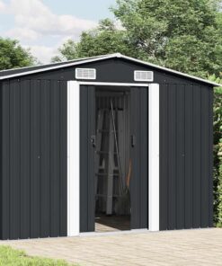 vidaXL Tuinschuur 257x392x181 cm metaal antracietkleurig