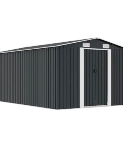 vidaXL Tuinschuur 257x392x181 cm metaal antracietkleurig