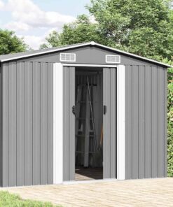 vidaXL Tuinschuur 257x392x181 cm metaal grijs
