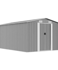 vidaXL Tuinschuur 257x392x181 cm metaal grijs