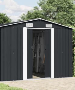 vidaXL Tuinschuur 257x489x181 cm metaal antracietkleurig