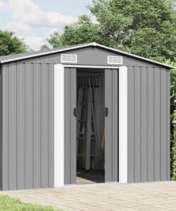 vidaXL Tuinschuur 257x489x181 cm metaal grijs