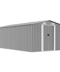 vidaXL Tuinschuur 257x489x181 cm metaal grijs