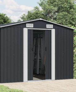vidaXL Tuinschuur 257x580x181 cm metaal antracietkleurig