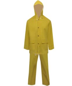 vidaXL Tweedelig regenpak waterbestendig met capuchon geel XL